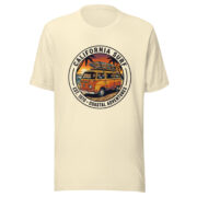 Front view of the California Surf retro van T-shirt in natural.