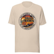 Front view of the California Surf retro van T-shirt in soft cream.