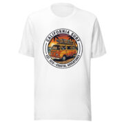 Front view of the California Surf retro van T-shirt in white.