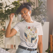 What a Wonderful Life botanical t-shirt in ice grey