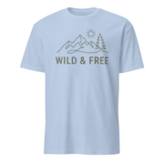 Light blue Wild & Free Mountain Tee shown from the front