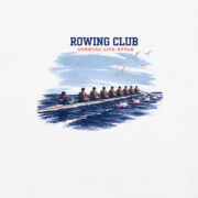 Front view of the white Comfort Colors 1717 Rowing Club T-shirt.