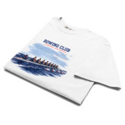 Vintage rowing crew artwork printed on the white Rowing Club T-shirt.