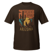 Arizona Desert Soul t-shirt in dark chocolate, front view