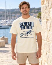 Man in the Ivory Beneath the Blue T-shirt with a vintage scuba diver print