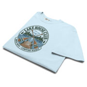 Folded Chambray Lake House Club Crest T-shirt showing the lake club crest