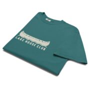Folded Emerald Lake House Club Canoe T-shirt showing the canoe print