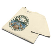Folded Ivory Lake House Club Crest T-shirt showing the lake club crest