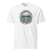 White Lake House Club Crest T-shirt laid flat, front view